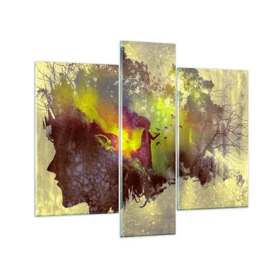 Produktbild von Bilder auf glas - Gesicht Grafik Abbildung Mädchen - 95x80cm - Glasbilder - Wandbilder - Kunstdruck - zum Aufhängen bereit - Wanddekoration aus Glas - Glas Bilder - Wandbild auf Glas - GCB95x80-3195