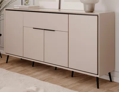 Produktbild von Sideboard "Brebbia" in sand und schwarz Kommode 175 cm, Soft-Close-Funktion