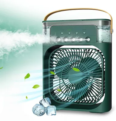Produktbild von 4 in 1 Tragbare Klimaanlagen,Ventilator,3 Geschwindigkeiten,5 Sprüharten,Timer,Luftbefeuchter mit 600ml-Wassertank,USB-Ladefunktion Luftkühler,leiser