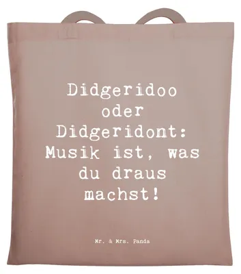 Produktbild von Mr. & Mrs. Panda Tote Bag Spruch Didgeridoo Musik - Braun Pastell - Geschenk, Instrument, Tasche, Shopping, spirituell, traditionell, Technik, Laptoptasche, Australien
