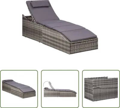 Immagine prodotto di The Living Store Lettino con cuscino in poly rattan grigio