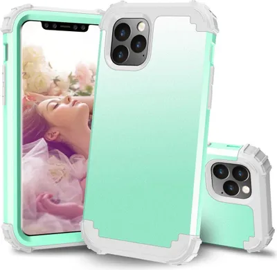 Produktbild von iPhone 11 Pro Max Hülle, LaimTop Heavy Duty 3 in 1 Hybrid Hart PC Flexibel TPU Silikon Stossfest Kratzfest Tasche Schutzhülle für iPhone 11 Pro Max Minzgrün