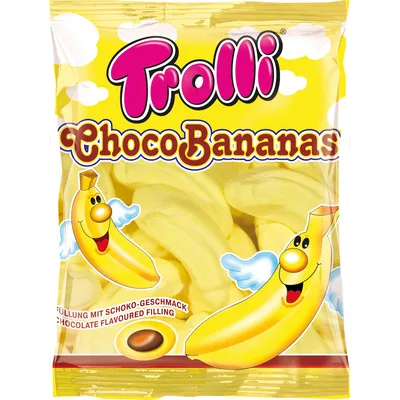 Image de Trolli Choco Bananas Sucre mousseux Bananes fourrées au chocolat 150g