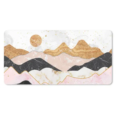 Produktbild von MuchoWow® Schreibtischunterlage Marmor - Berge - Sonne 80x40 cm - XXL Mauspad - Gaming Mauspad