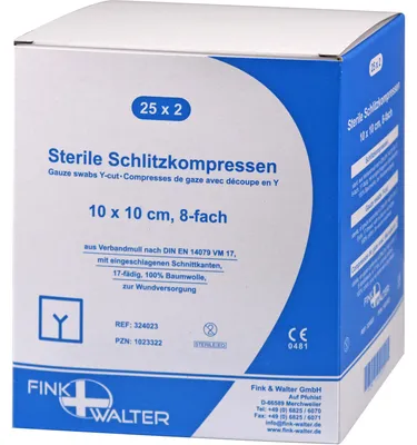 Immagine prodotto di Compresse sterili per fessure 10x10cm a 8 pieghe, 25X2 pezzi COM