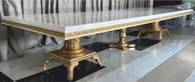 Produktbild von Casa Padrino Luxus Barock Esstisch Creme / Weiß / Gold 350 cm - Barock Esszimmer Möbel