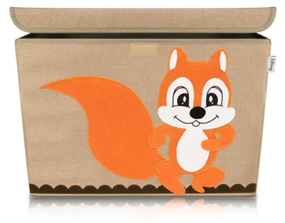 Image de Boîte de rangement en tissu pour enfant grand modèle "écureuil" avec couvercle Lifeney