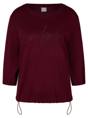 Produktbild von RABE Damen T-Shirt mit Rundhals-Ausschnitt und 3/4-Ärmeln, Dunkelrot, Größe 36