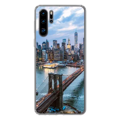 Produktbild von MuchoWow® Handyhülle Schutzhülle Hülle für Huawei P30 Pro New York - Skyline - Brücke Silikon Softcase Handy Hülle - Schutzdeckel