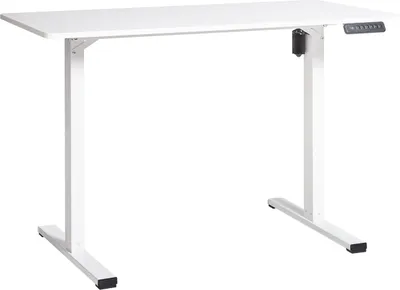 Obrázek produktu pro BELIANI Elektricky výškově nastavitelný psací stůl bílá deska bílý ocelový rám 120 x 60 cm moderní design