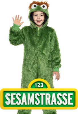 Produktbild von Die Sesamstraße – Oskar Kostüm für Kinder Kindergröße: 134-140