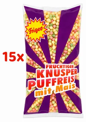 Produktbild von Frigeo Knusper Puffreis 15x 80g Beutel
