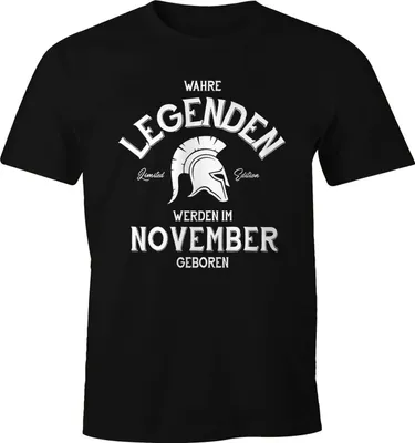 Produktbild von Herren Geburtstags T-Shirt Legenden werden im [Wunschmonat] geboren Geburtstagsgeschenk Moonworks® November schwarz M