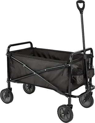 Produktbild von Zusammenklappbarer Bollerwagen für den Garten, faltbar, mit Abdeckung, für den Außenbereich, Schwarz