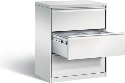 Produktbild von Hängeregistraturschrank, BxTxH 787x590x1045 mm, zweibahnig, 3 Schubladen, Griffleiste, RAL 7035 lichtgrau