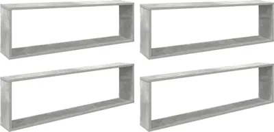 Obrázek produktu pro vidaXL Police Cube 4 ks. Betonově šedé 100x15x30 cm odvozený dřevěný výrobek