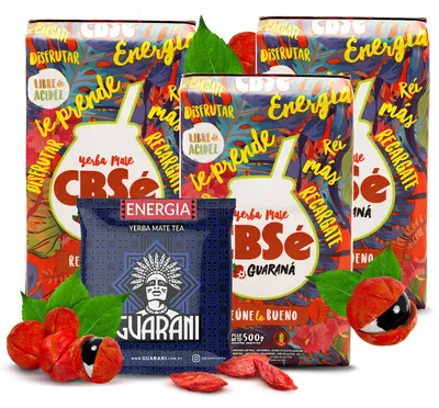 Produktbild von CBSé - Mate Tee Energia Guarana 3x500g - Mit Guarana Extrakt - Poleo & Zitronenverbene - Belebend - Argentinien - Plus Guarani Probe 50g