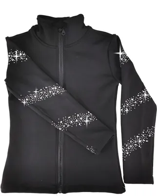 Productafbeelding van Schaatsjack meisjes - Trainingsjas kunstschaatsen - Zwart met strass en pluche