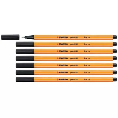 Produktbild von 7 x Stabilo Point 88 Fineliner Fasermaler Filzstift 0,4 mm schwarz