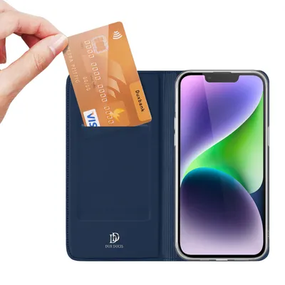 Image de Housse pour Iphone 15 Plus avec rabat et portefeuille Dux Ducis Skin Pro - Bleu