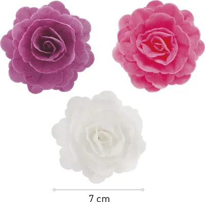 Produktbild von dekora - 15 Essbare Oblatenrosen 7 cm - Glutenfrei, Laktosefrei & Zuckerfrei