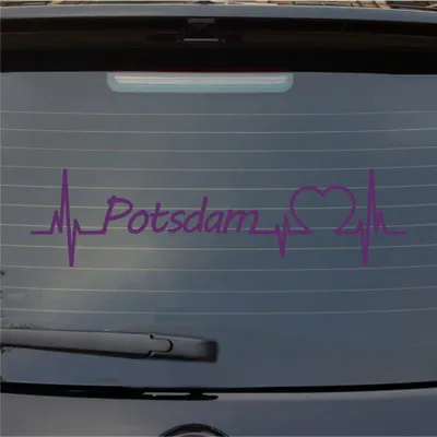 Produktbild von Heckscheibenaufkleber Potsdam Herzschlag Puls Stadt Liebe 55x14 cm Lila Auto Aufkleber Sticker