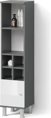 Image de Meuble de rangement de salle de bain Livinity Fucino Blanc Haute brillance 30x130.6cm petite porte, Model 52560