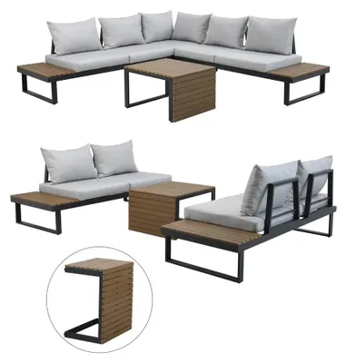 Produktbild von MARBELLA Gartenmöbel-Set mit Ecksofa und Tisch, GRAU