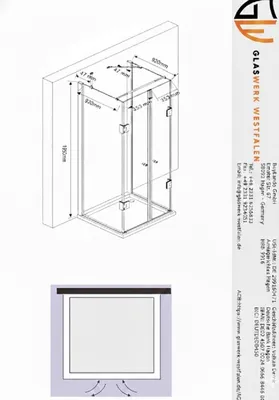 Produktbild von Glaswerk Westfalen- Emma 100x80x100cm U-Duschkabine+DT- Gold