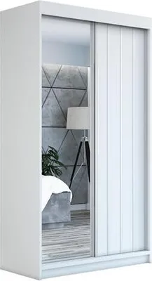 Produktbild von Schwebetürenschrank, 2-türig Schrank mit Spiegel! Moderne Garderobe für Kleidung. Verschiedene Farben (Weiß, Schwarz, Somona) Kleiderschrank VIGO 160  cm