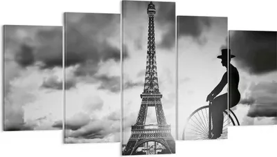 Produktbild von Bild auf Leinwand - Leinwandbild - 5 Teile - Paris Gentleman Fahrrad - 160x85cm - Wand Bild - Wanddeko - Wandbilder - Leinwanddruck - Bilder - Wanddekoration - Leinwand bilder - EA160x85-4204