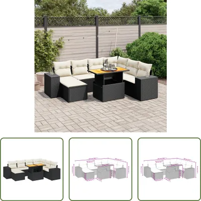 Produktbild von The Living Store 8-tlg. Garten-Sofagarnitur mit Kissen Schwarz Poly Rattan