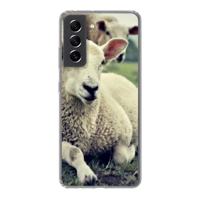 Produktbild von MuchoWow® Handyhülle Schutzhülle Hülle für Samsung Galaxy S21 FE Schaf - Lamm - Gras Silikon Softcase Handy Hülle - Mobiltelefonhülle