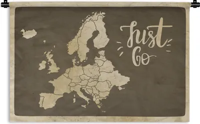 Produktbild von MuchoWow® Wandteppich Wandbehang Karte - Europa - Zitat 90x60 cm Tapisserie Dekoration Wandtuch - Wandskulpturen - Bildteppich