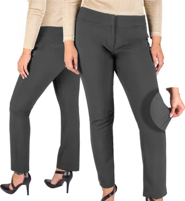 Immagine prodotto di FIRI, Pantaloni eleganti da donna, gamba dritta, comodi, materiale elasticizzato, grigio, W44-L29 XXL