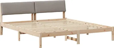 Zdjęcie produktu dla vidaXL Rama łóżka brązowo-szara 200 x 200 cm z litego drewna sosnowego