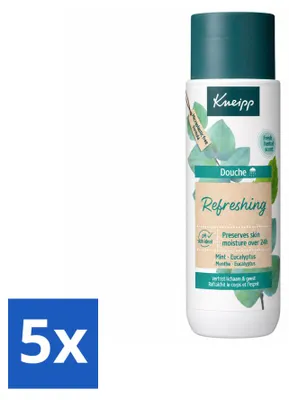 Zdjęcie produktu dla 5 sztuk żelu pod prysznic Kneipp, odświeżający, z miętą i eukaliptusem, pojemność 200 ml – zestaw ekonomiczny