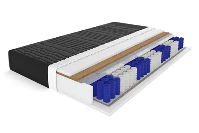 Produktbild von Taschenfederkernmatratze Taschenfederkern-Matratze + Kokos 7 Zonen 20 cm Härtegrad H4 20 cm hoch, Bezug Schwarz 160x200 Wendematratze mit Kokoseinlage