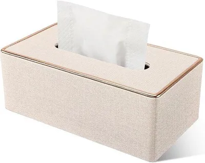 Productafbeelding van Tissuebox-hoes van Polyurethanleer - rechthoekig, beige