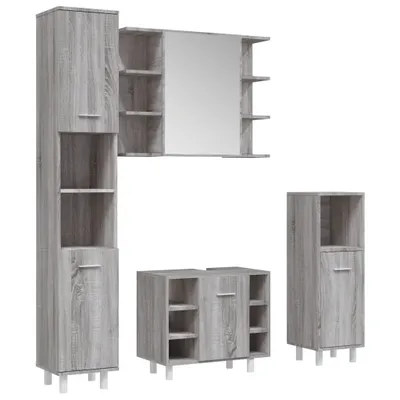 Produktbild von vidaXL 4-tlg. Badmöbel-Set Grau Sonoma Holzwerkstoff