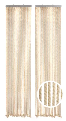 Produktbild von Kobolo Seilvorhang Türvorhang MARITIM 56 Stränge Dekovorhang - Beige - rechteckig - geteilte Aluleiste Fliegenschutz Vorhang Streifenvorhang Schutz