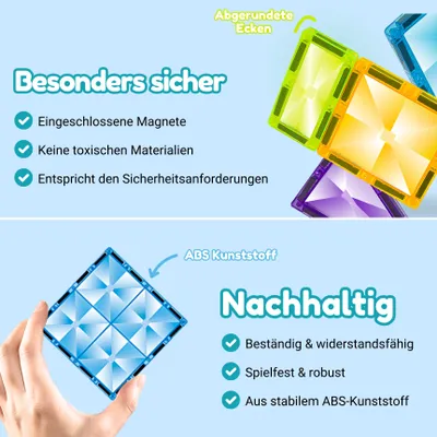 Produktbild von Fits4Kids Magnetické kostky - 136 dílků - Fits4Kids Magnetické stavebnice - STEM hračky pro kreativní stavění - Magnetické stavebnice - Marble Adventure