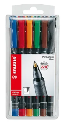 Image de Stylo à feuilles - STABILO OHPen universal - permanent fin - pack de 6 - avec 6 couleurs différentes