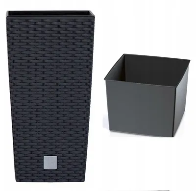Produktbild von Prosperplast RATO Square Hoher Pflanztopf Anthrazit Rattan-Optik