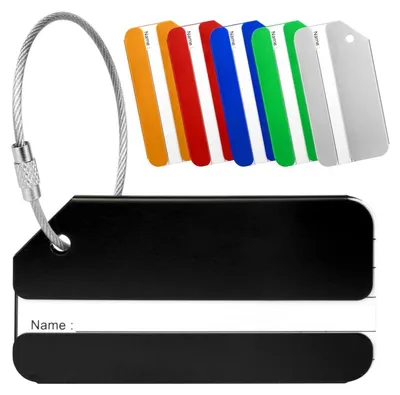 Image de Étiquettes pour valises avec plaque d'adresse, lot de 6, en alliage d'aluminium, 6 couleurs