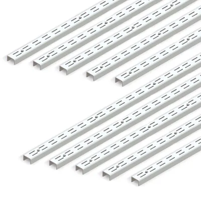Produktbild von Emuca Satz von 10 Jagmet Doppelnut-Wandbefestigungsprofilen mit 32mm Abstand, Länge 951mm, Stahl, Weiß lackiert