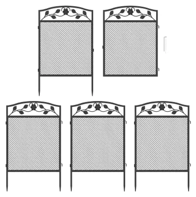 Produktbild von Dekoratives Gartenzaun-Set von 5, Schwarzes Metall