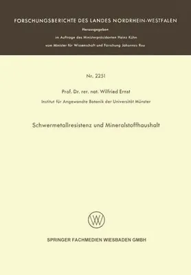 Obrázek produktu pro Schwermetallresistenz und Mineralstoffhaushalt