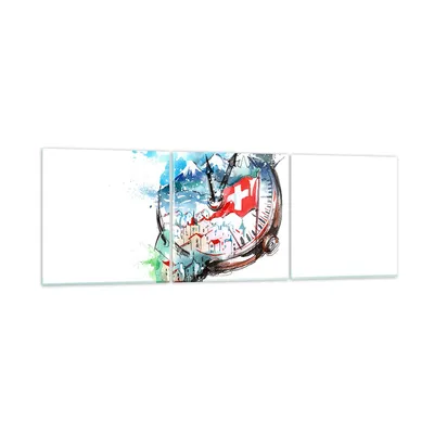 Produktbild von Bilder auf glas - Uhr Schweizer Alpen Wolke - 120x40cm - Glasbilder - Wandbilder - Kunstdruck - zum Aufhängen bereit - Wanddekoration aus Glas - Glas Bilder - Wandbild auf Glas - GCA120x40-3038