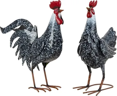 Produktbild von Hahn und Henne Paar Metall 44cm Vogelfigur Gartenfigur Dekoration Haus Garten